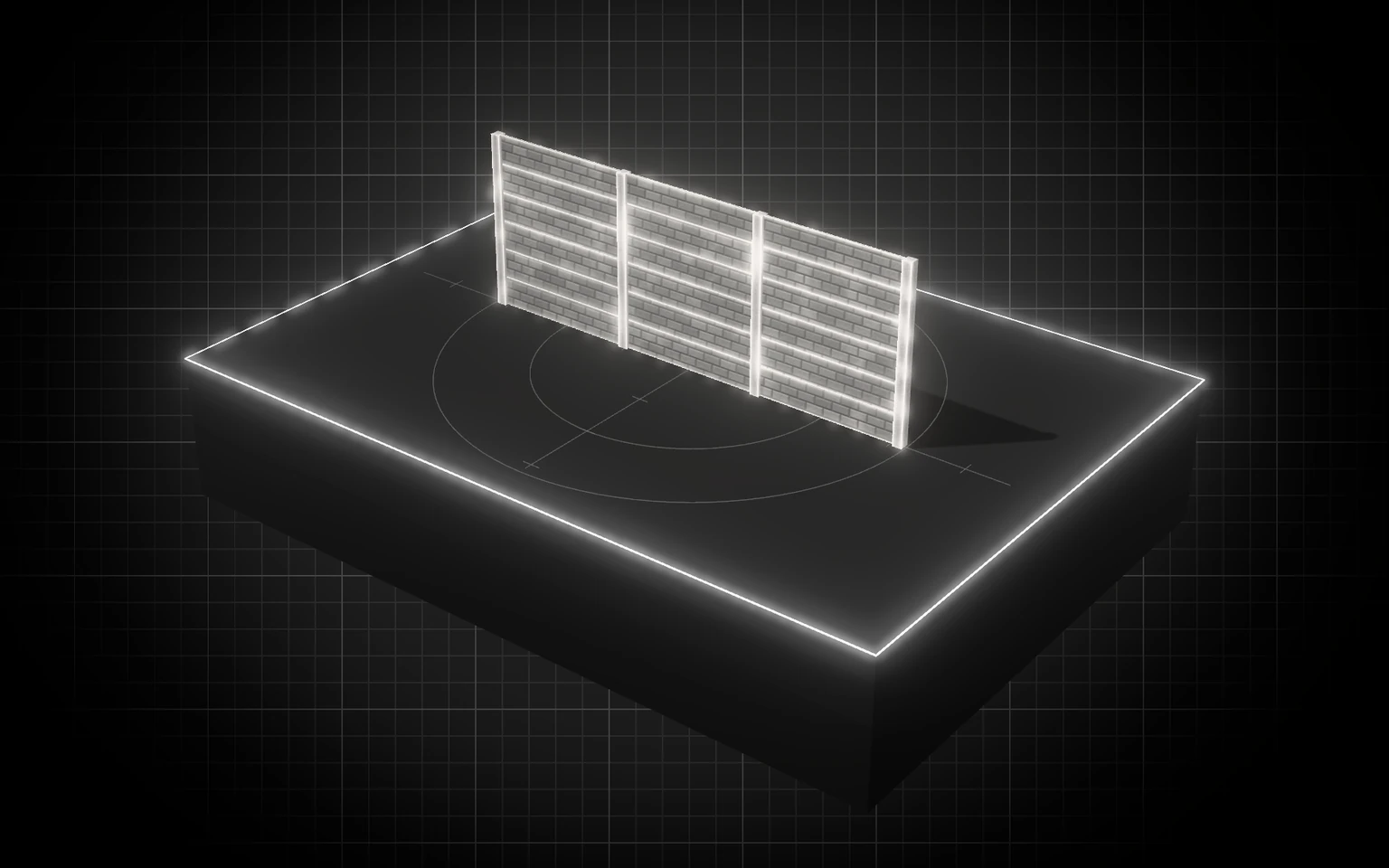 Maqueta 3D: Cercos perimétricos de concreto, estándar, al ras
