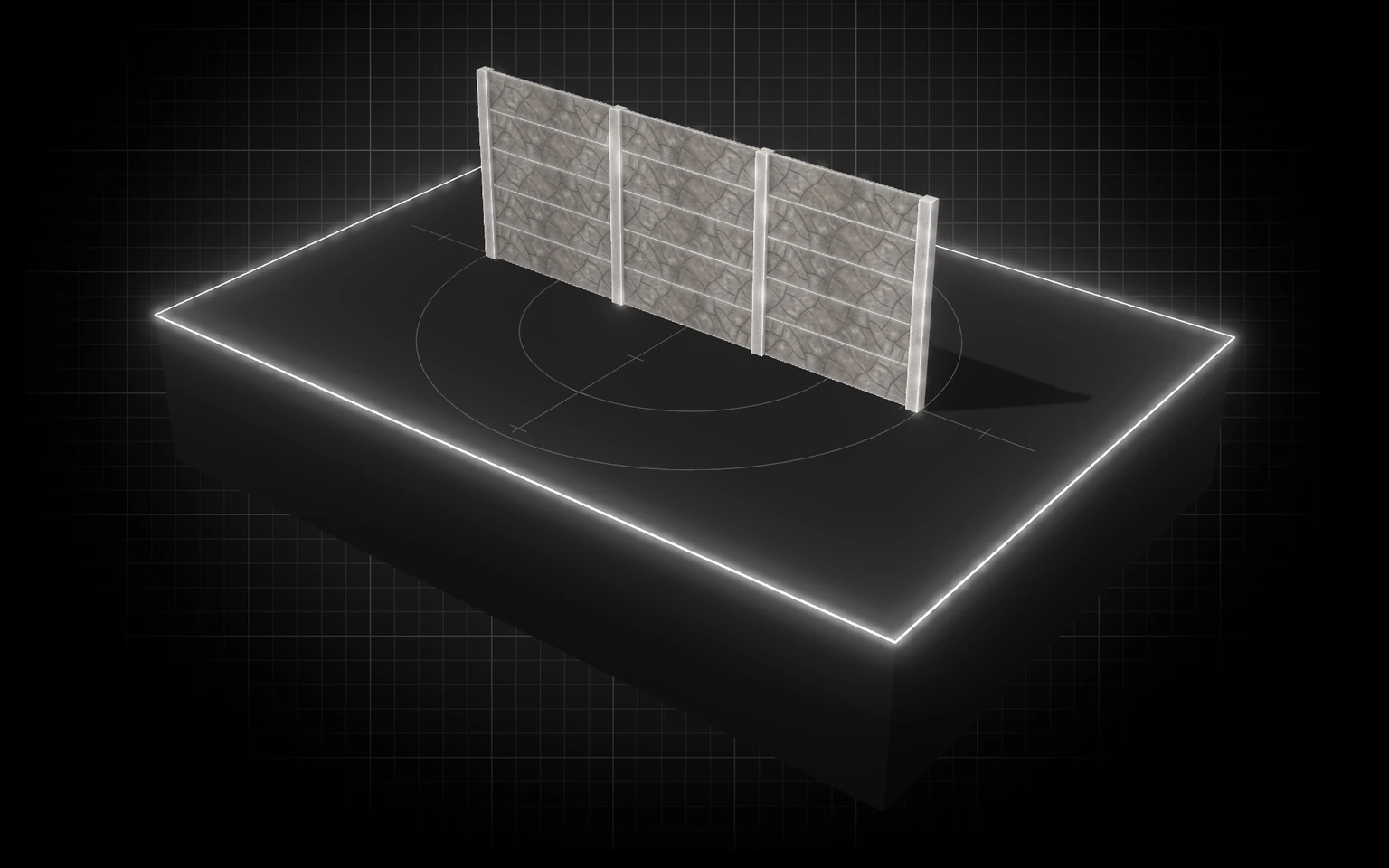 Maqueta 3D: Cercos perimétricos de concreto, premium, al ras